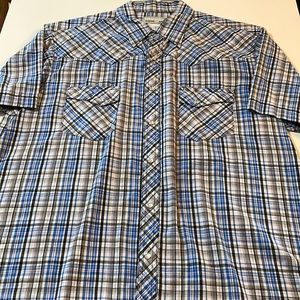 Wrangler Wrancher Blue Black Plaid Cowboy Western Shirt XXL